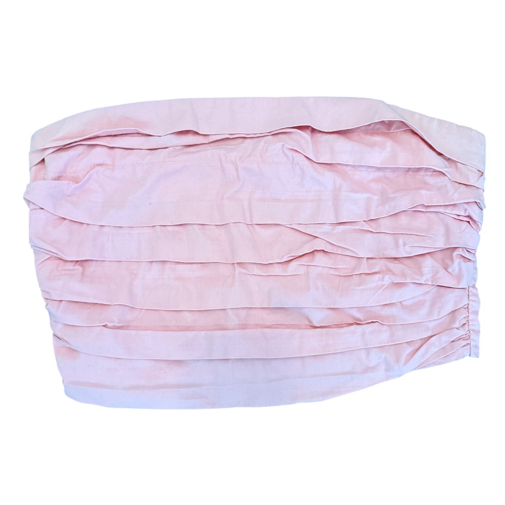 Abercrombie & Fitch Strapless Tube Top Soft Pink Smocked Ruched Bandeau Sz M Y2K